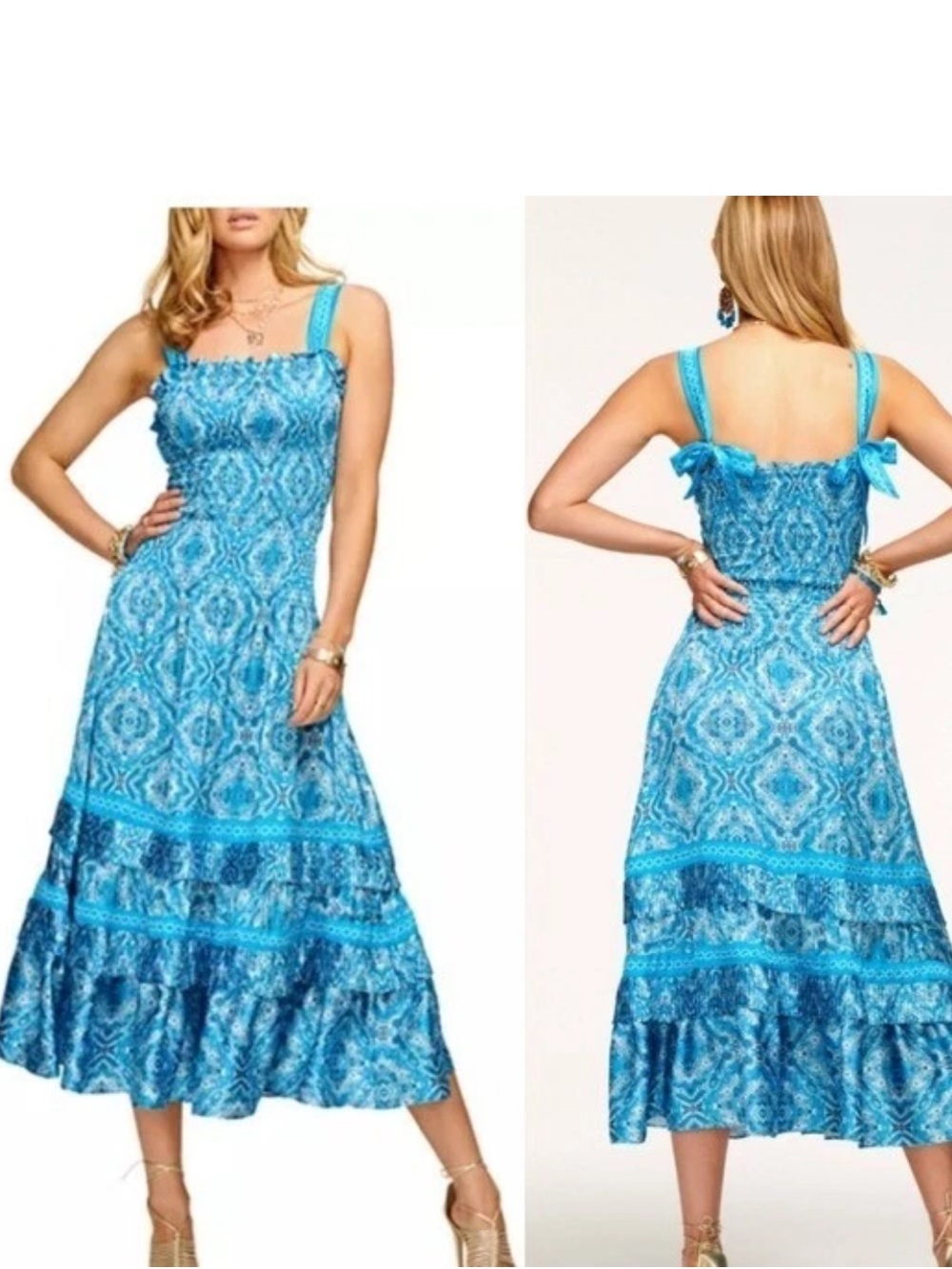 Ramy Brook Sia Smocked Ruffle-Tiered Midi Dress
